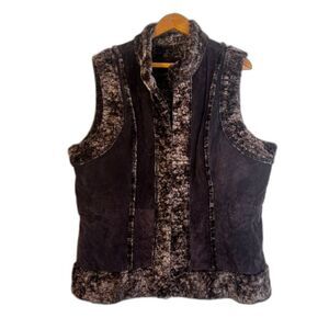 Genuine Leather &‎ Faux Fur Sleeveless Vest Size Large Boho Western